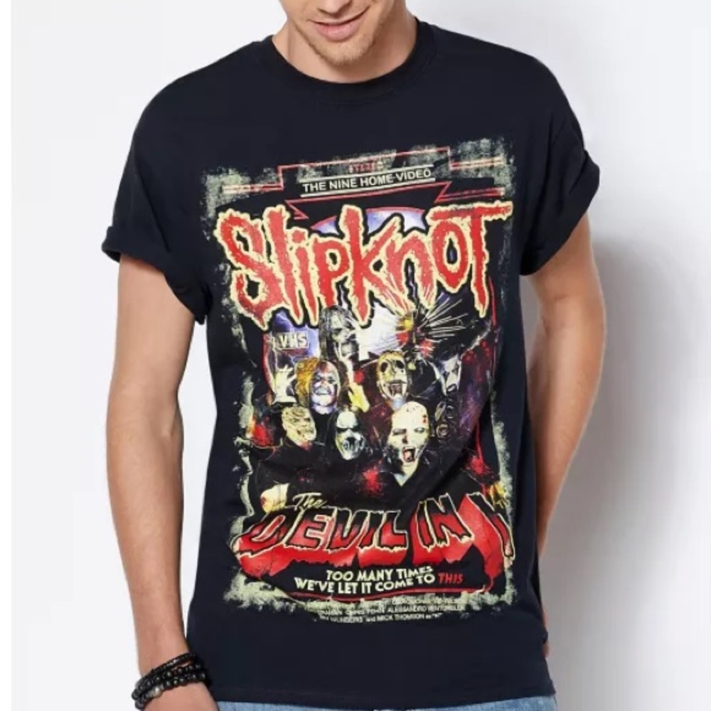 Spencer’s Men’s Medium Black Graphic Slipknot Short Sleeve Band Tee